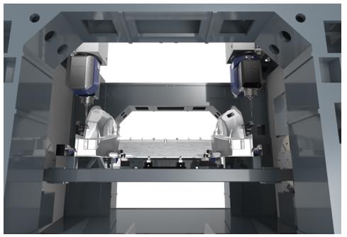 普拉迪大型一體化壓鑄車身結(jié)構(gòu)件加工設(shè)備，雙五軸龍門加工中心（5）